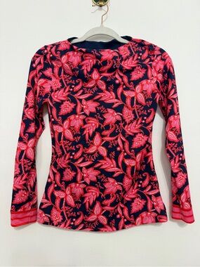 NWOT BODEN Women's Navy & Pink Floral Long-Sleeve Top